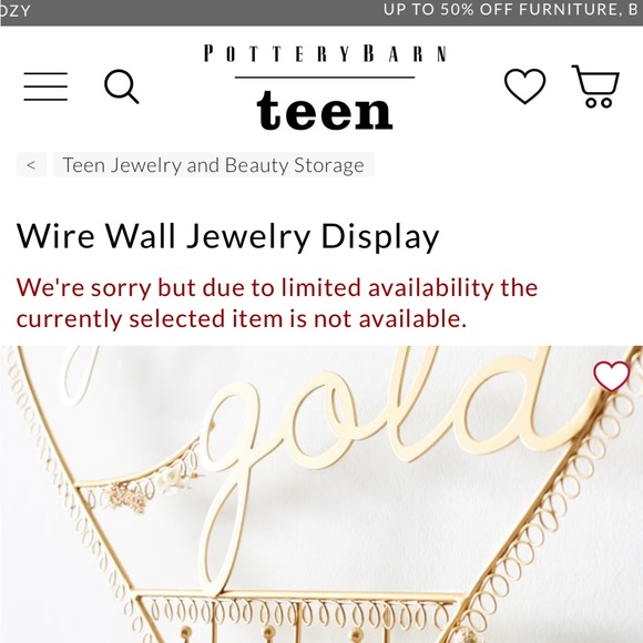 Pottery Barn Teen Gold Tone Metal Wire Wall “You are gold” text Jewelry Display - Picture 15 of 16